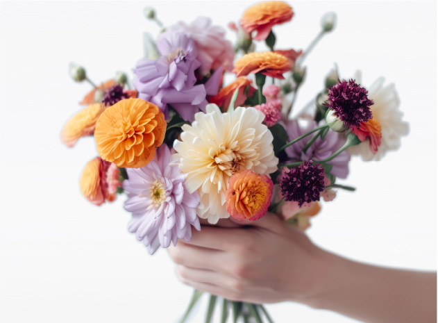 花束を持った写真